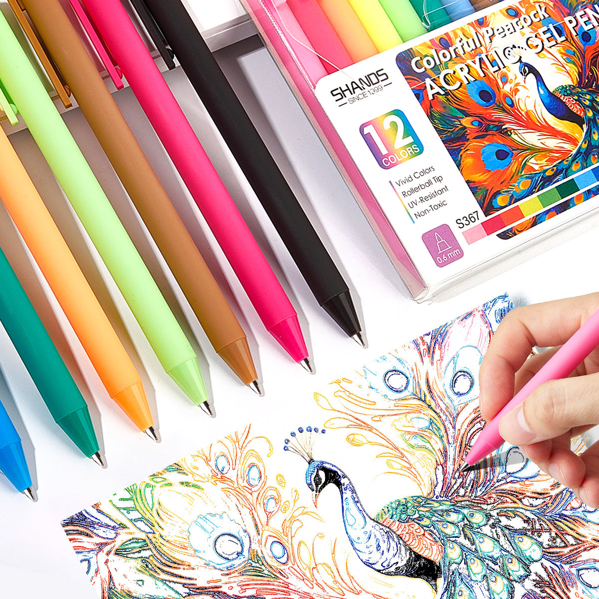 SHANDS-S367-12-Color-Acrylic Gel Pen