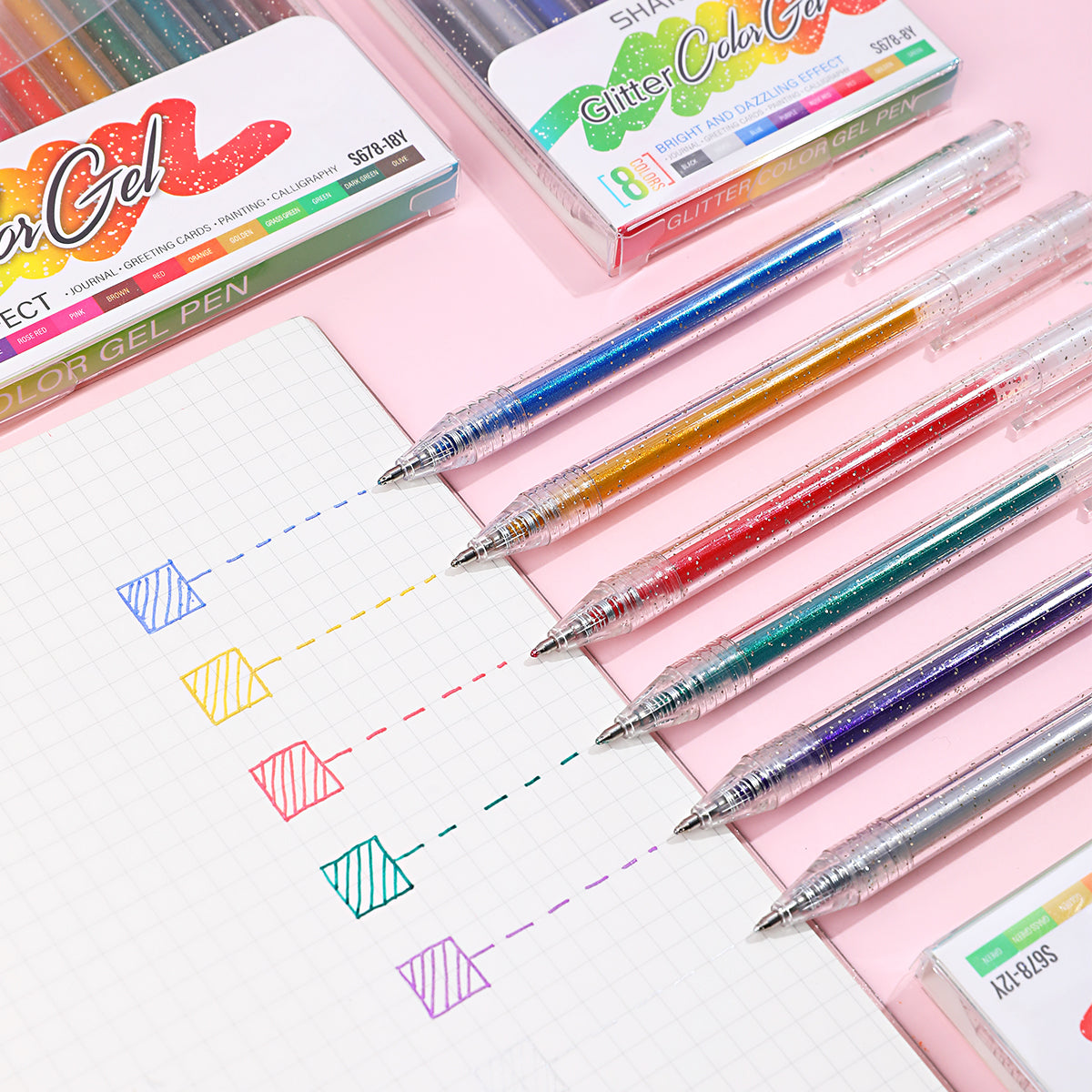 SHANDS-S678-8-Color Glitter Gel Pen
