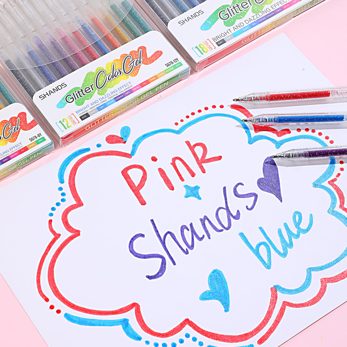 SHANDS-S678-8-Color Glitter Gel Pen