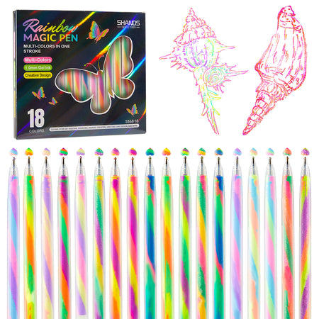 SHANDS S368-18 1.0mm Gel Pens Set, Smooth Flow Acid-Free Swirl Ink, 150% More Ink, 3-in-1 Color Mixing, Holographic Box Office Stationery, Aesthetic Art Supplies for Father’s Day Gifts, Outdoor Camping Notes, 1.0Mm Gel Pen, Aesthetic Look