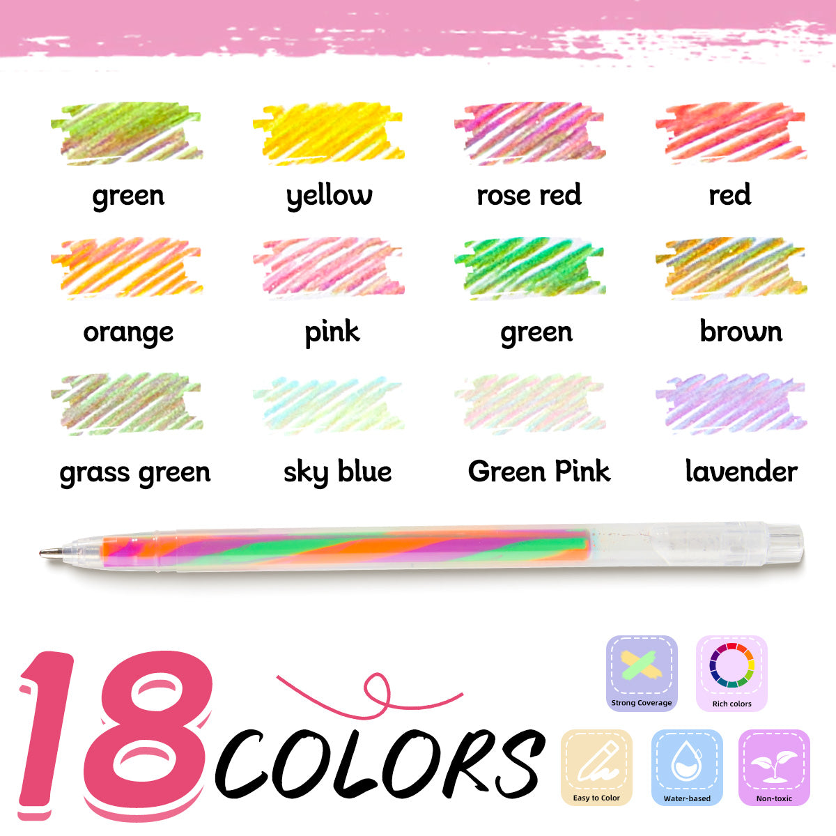 SHANDS-S368-18-Color Rainbow Magic Pen 18