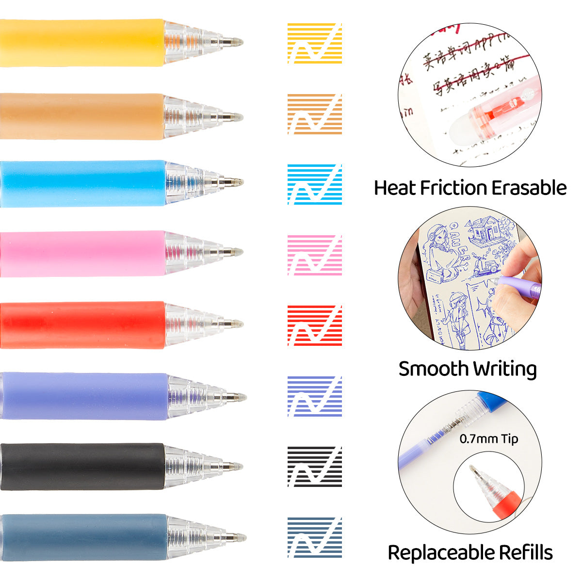 SHANDS-S902-12-24-36 Retractable Erasable Gel Pens