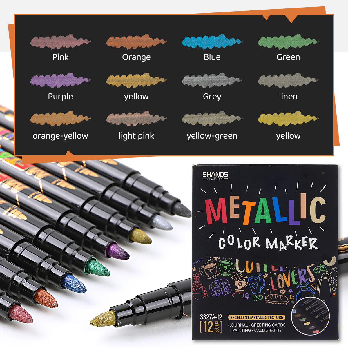 SHANDS-S327-8-Color Metallic Color Marker Sets