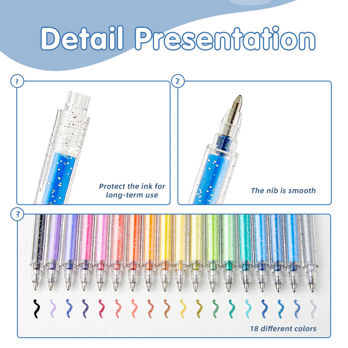 SHANDS-S623-8-Color Dual-Tone Glitter Gel Pens