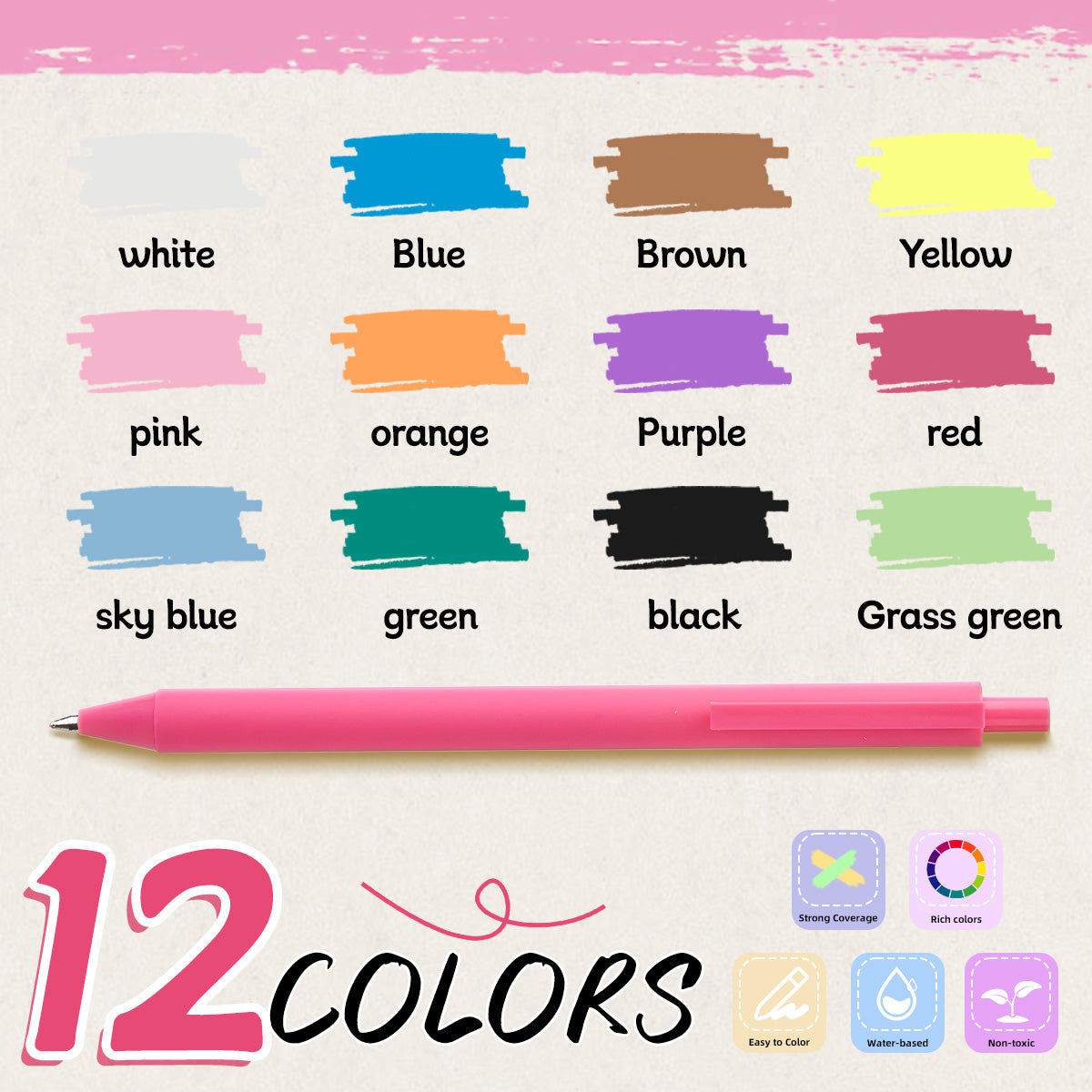 SHANDS-S367-12-Color-Acrylic Gel Pen
