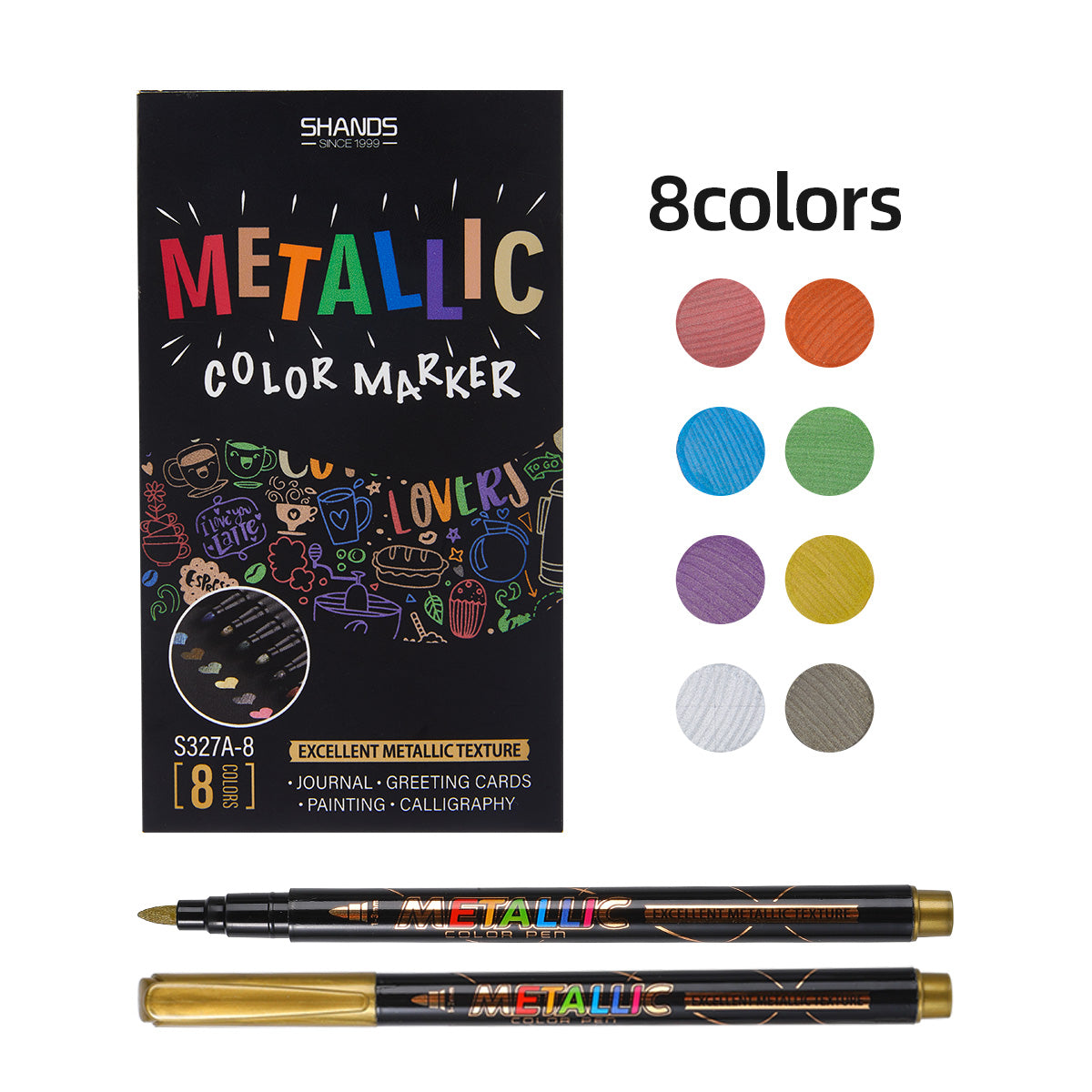 SHANDS-S327-8-Color Metallic Color Marker Sets