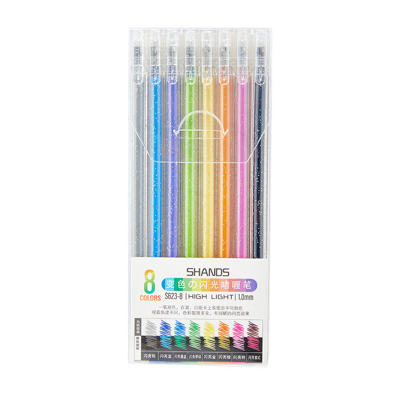 SHANDS-S623-8-Color Dual-Tone Glitter Gel Pens